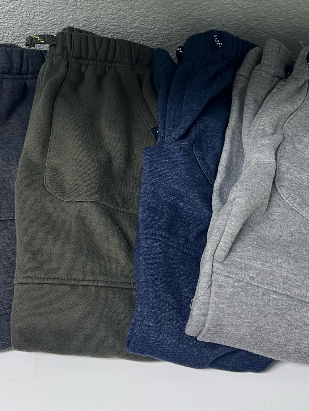 Kids Cozy Fleece Jogger Pants Bundle - Olive Green, Navy, Light Gray, Charcoal